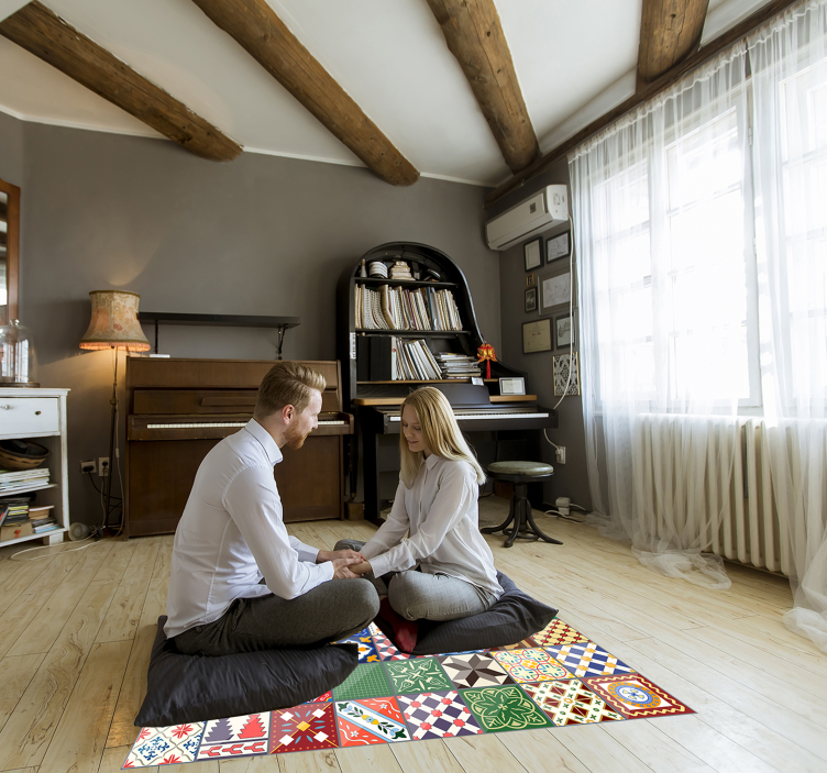 Tapete de vinil quadrados coloridos - TenStickers