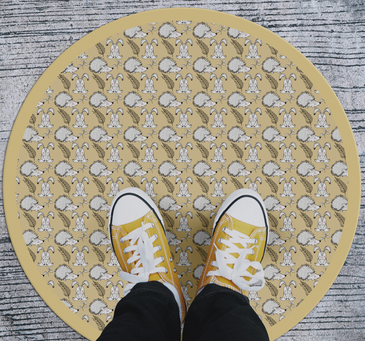 Tapete de vinil animal porco-espinho e coelhos - TenStickers