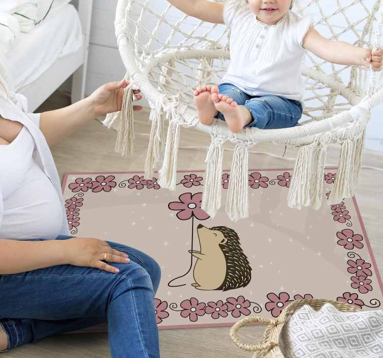 Tapete de vinil animal porco-espinho e margarida - TenStickers