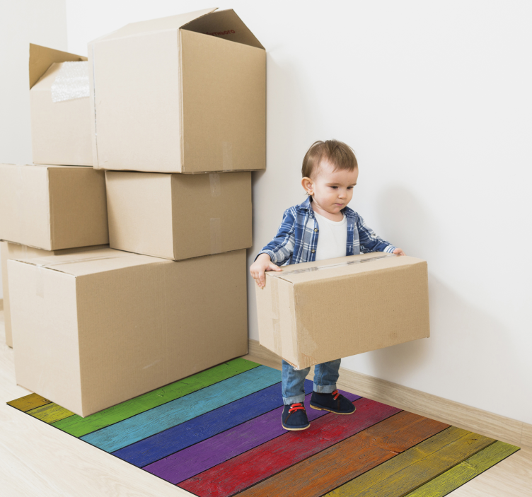 Tapete de vinil arco-íris - riscas de madeira - TenStickers