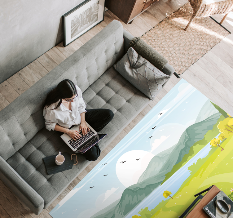 Tapete de vinil cartoon paisagem montanhosa - TenStickers