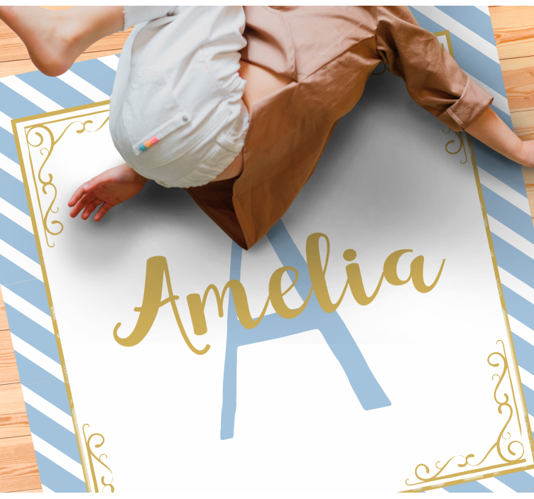 Tapete de vinil infantil com inicial coroada e nome - TenStickers