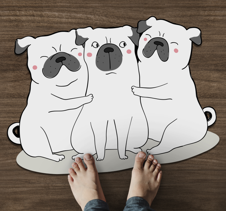 Tapete de vinil de animais 3 pugs amigáveis - TenStickers