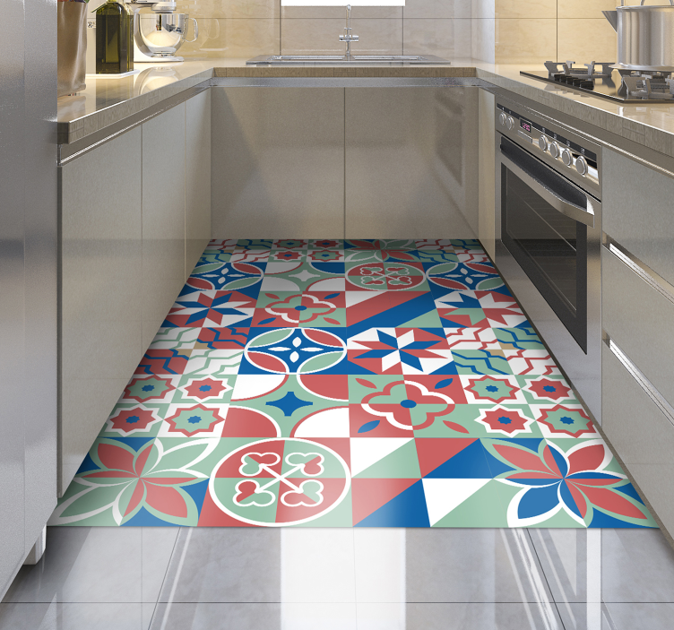 Tapete de vinil de cozinha azulejos padronizados - TenStickers
