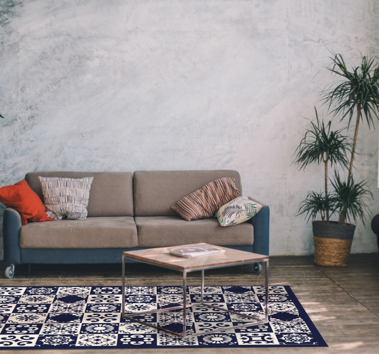 Tapete de vinil de cozinha azulejo quadrado azul - TenStickers