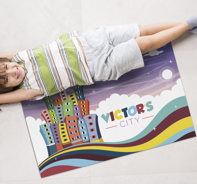 Magnífico tapete de vinil doce cidade com nome - TenStickers