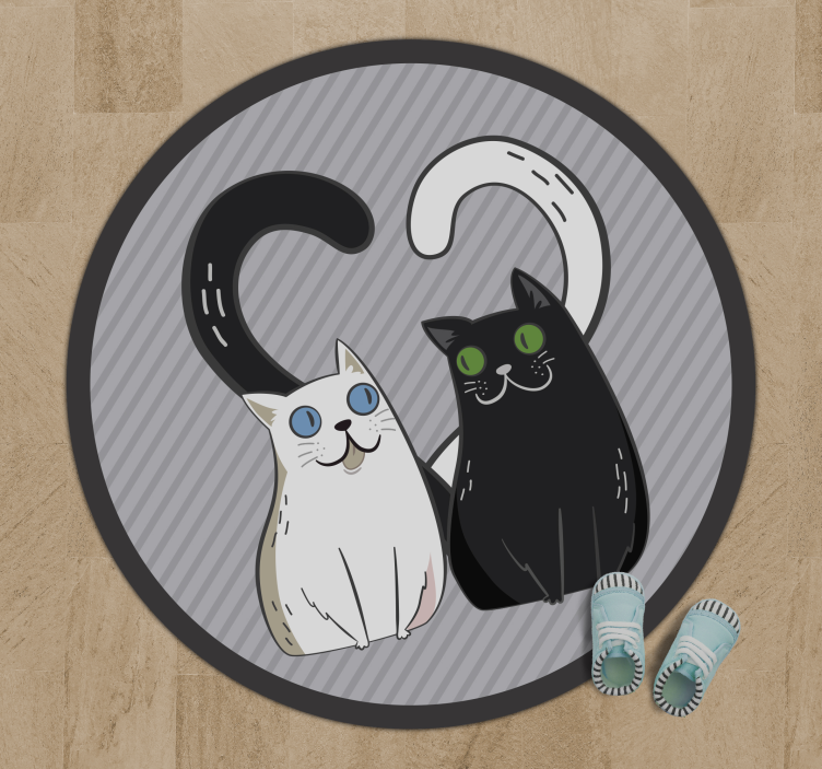 Tapete de vinil dois gatos com olhos coloridos tapete animal - TenStickers