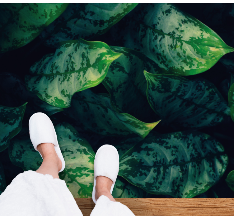 Tapete de vinil floral com folhas de maranta - TenStickers