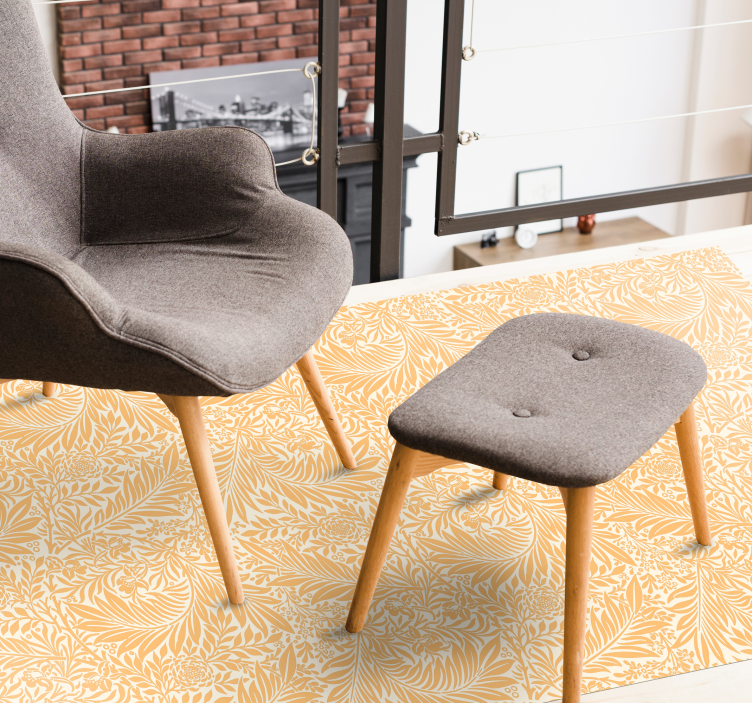 Adorável tapete laranja de vinil floral - TenStickers