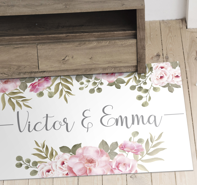Tapete de vinil floral com nome personalizado - TenStickers