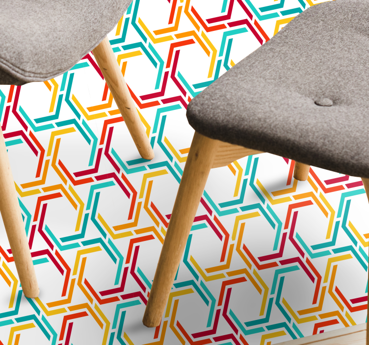 Tapetes de vinil geométrico com padrão hexágono colorido - TenStickers
