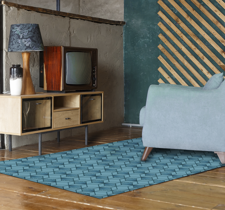 Tapete de vinil geométrico cubo azul - TenStickers