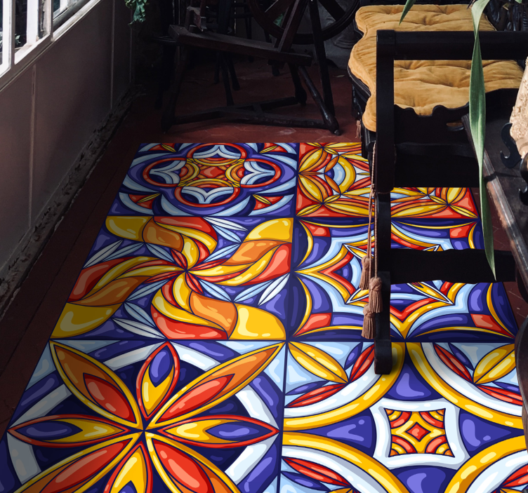 Tapete de salão em vinil estilo azulejo português - TenStickers
