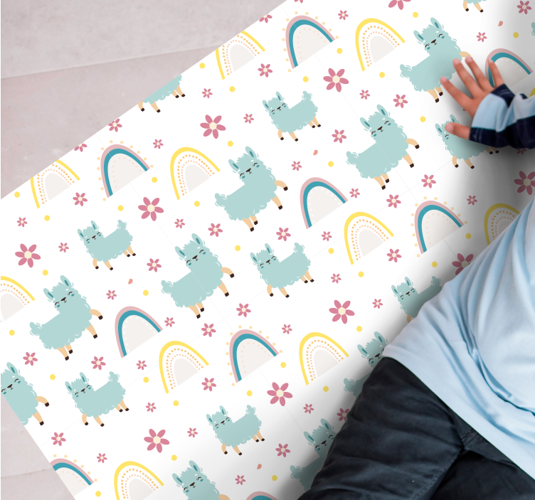 Tapete de vinil infantil com padrão de unicórnios de ovelha engra - TenStickers