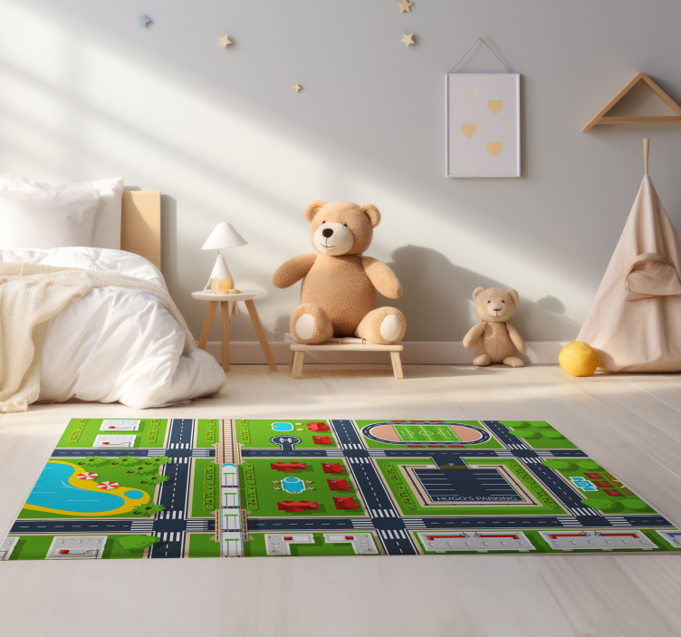 Maravilhoso tapete de vinil infantil parque para estacionamento - TenStickers