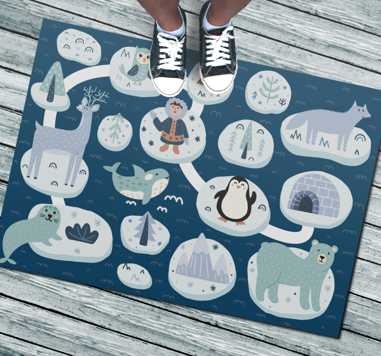 Tapete de vinil infantil polar animal road - TenStickers