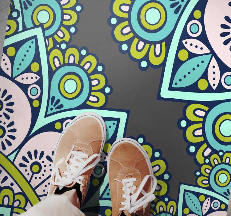 Tapete de vinil mandala azul e verde - TenStickers