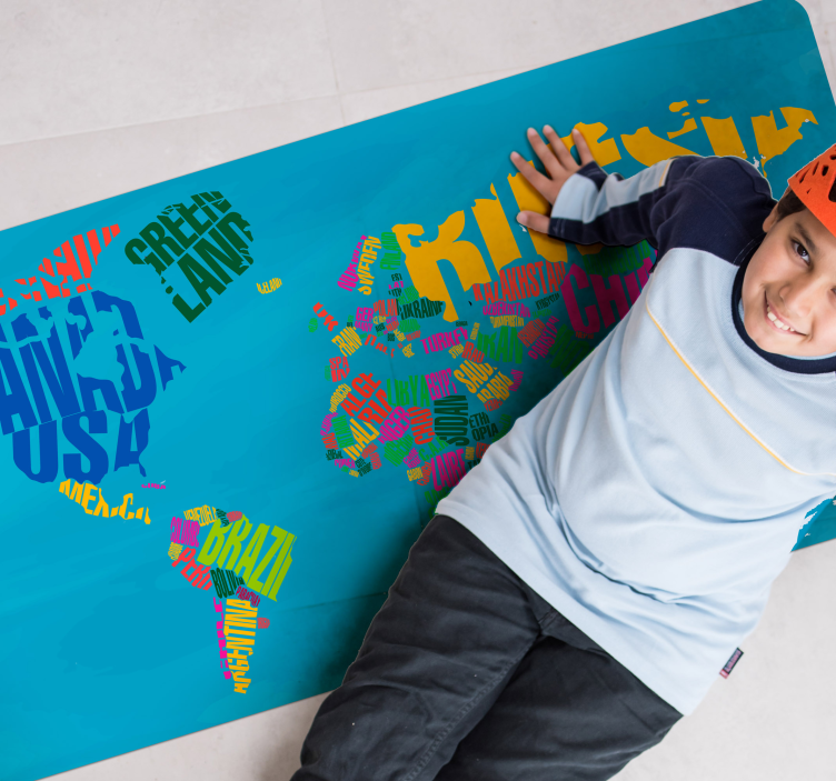 Tapete de vinil mapa mundo com nomes de países - TenStickers