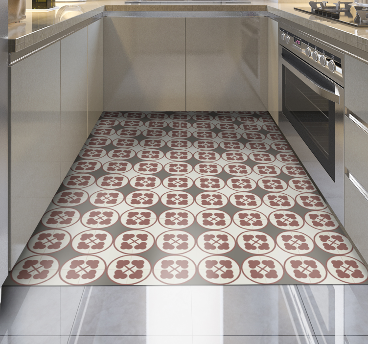 Tapete de vinil mármore azulejos com padrão circular - TenStickers