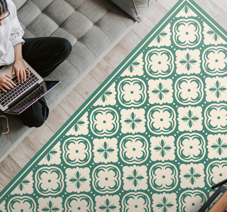 Tapete de vinil mármore elemento floral elegante - TenStickers