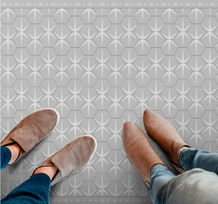 Tapete vinílico cinzento padrão de estrela hexagonal - TenStickers