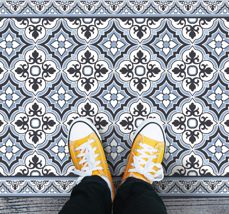 Tapete de vinil mármore padrão geométrico floral - TenStickers