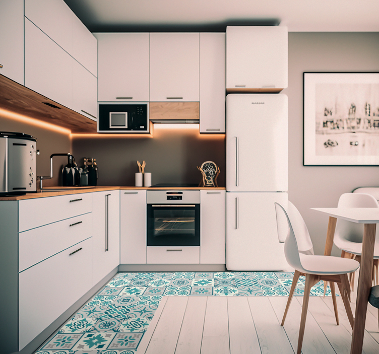 Tapete de vinil para cozinha azulejos turquesa - TenStickers
