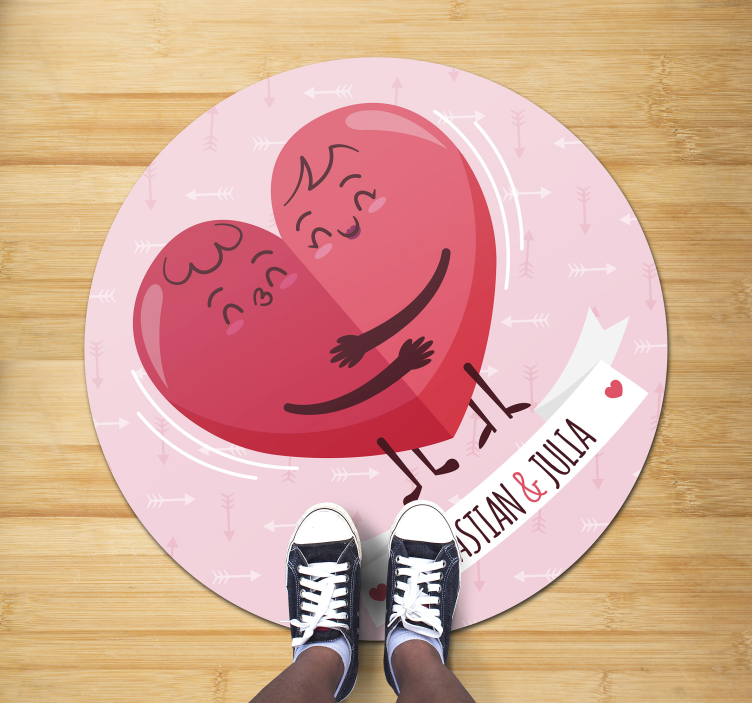 Tapete de vinil com nome corações abraçando-se - TenStickers