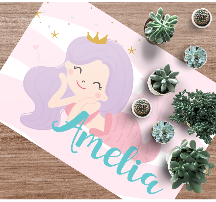 Tapete de vinil sereia princesa nome infantil - TenStickers