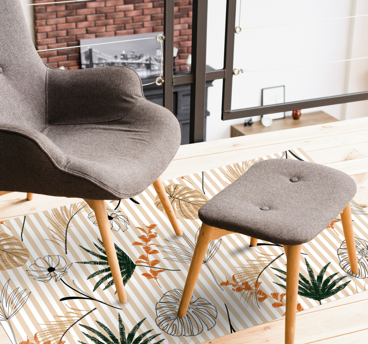 Tapete de vinil preto branco e flores bege - TenStickers