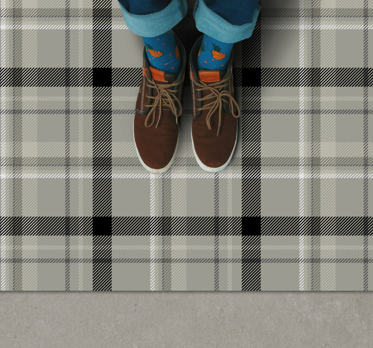 Tapete de vinil de telha tartan preto e branco - TenStickers