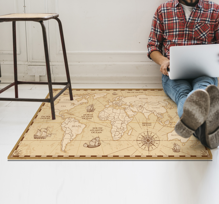 Incrível tapete do vinil do mapa do mundo vintage - TenStickers