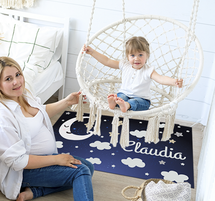 Tapete de vinil para quarto de bebé noite com nome - TenStickers