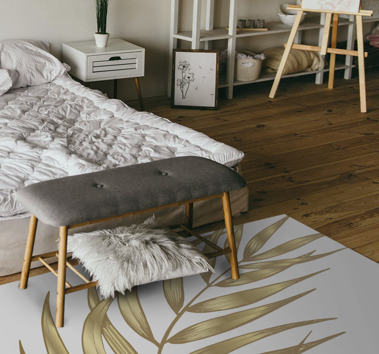 Tapete floral em folha de palmeira dourada - TenStickers