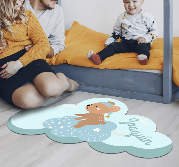 Tapete de vinil infantil azul personalizado com urso - TenStickers