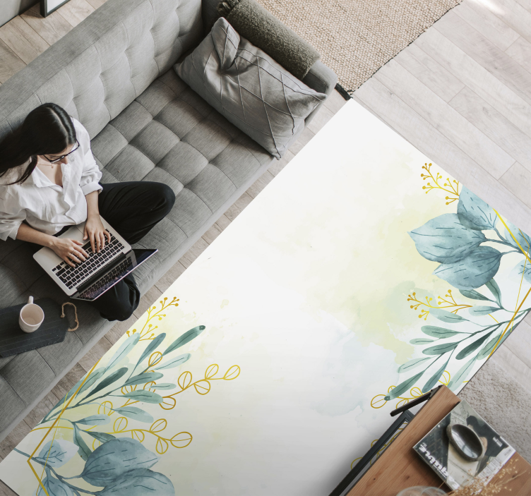 Tapete floral da sala tapete floral - TenStickers