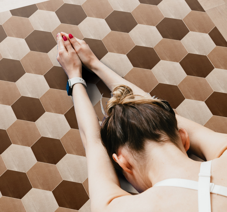 Tapete hexagonal de vinil com textura de madeira - TenStickers