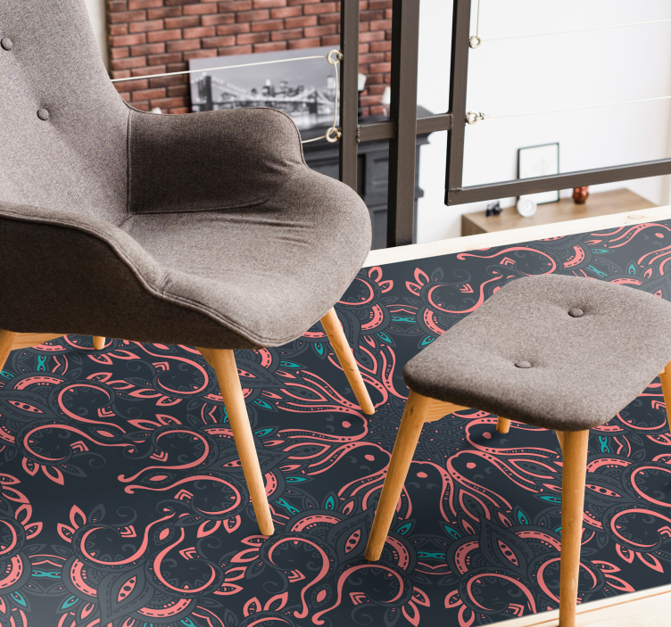 Tapete de vinil mandala floral escuro - TenStickers