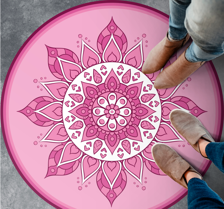 Tapete de vinil mandala rosa com detalhes - TenStickers