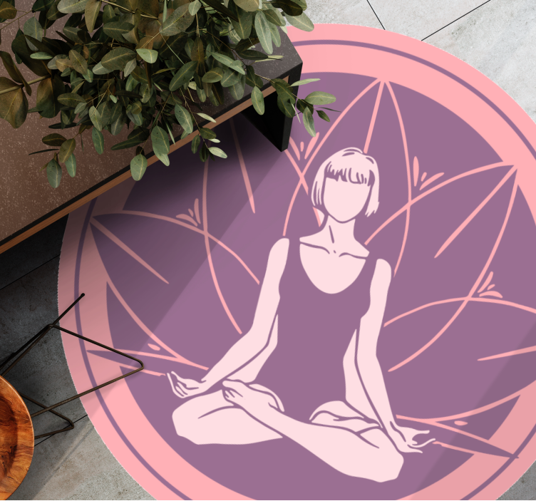 Tapete vintage com arte de meditação em flor de lótus - TenStickers