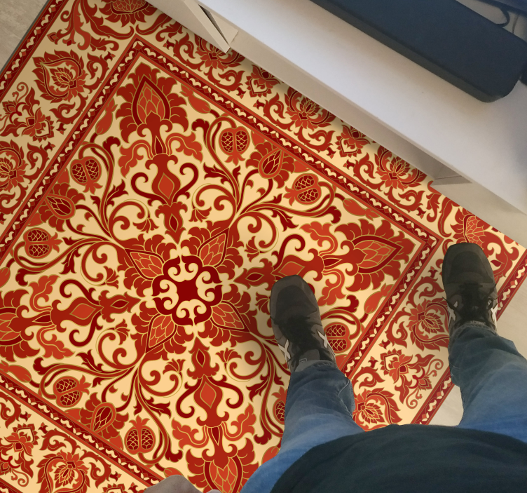 Tapete vermelho vintage com padrão antigo - TenStickers