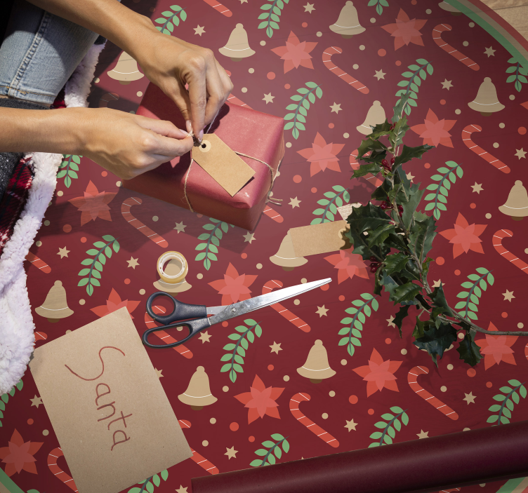 Tapete de vinil vermelho com estampa de doces de natal - TenStickers