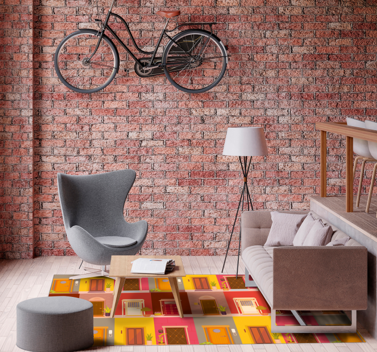 Tapete vinílico minimalista padrão de porta colorido - TenStickers