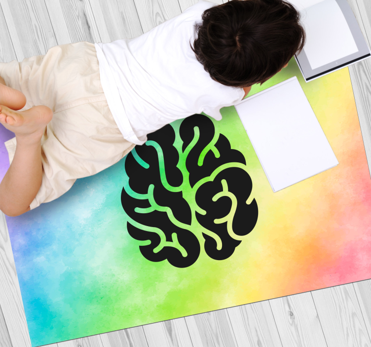 Tapete vinílico para gabinete Cérebro preto e arco-íris - TenStickers