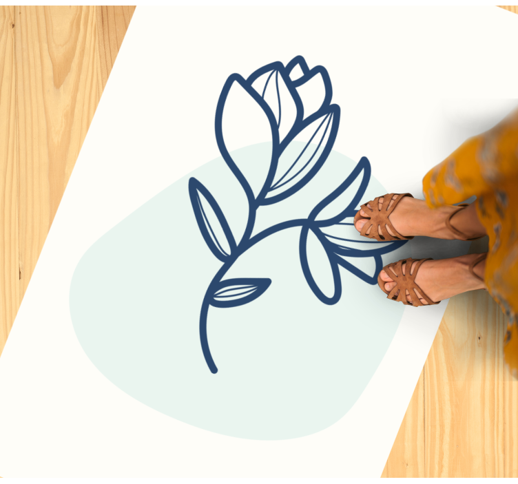 Tapete vinílico para gabinete Flor silhueta com azul - TenStickers