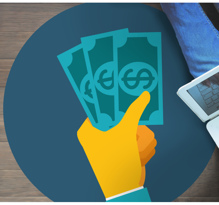 Tapete vinílico para gabinete Mão dos desenhos animados com dinhe - TenStickers