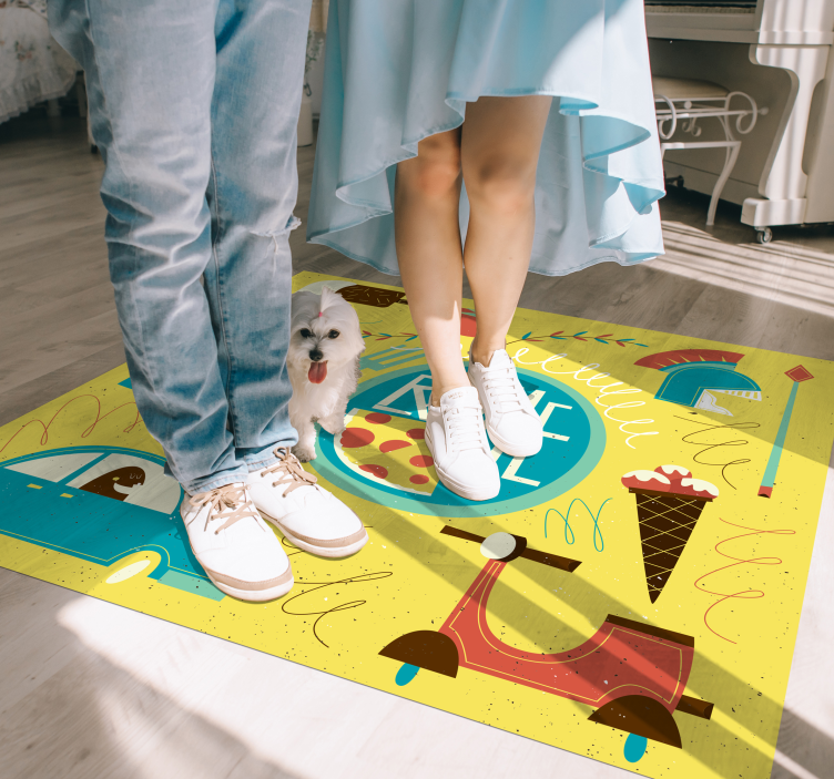 Tapete vinílico abecedário ilustração do tema roma - TenStickers