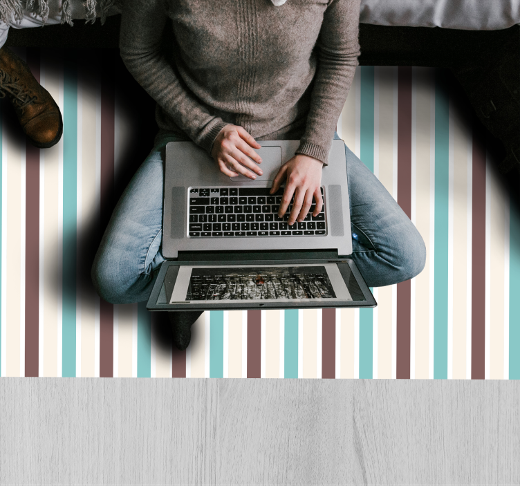 Tapete vinílico às risca espectro de listras azuis - TenStickers