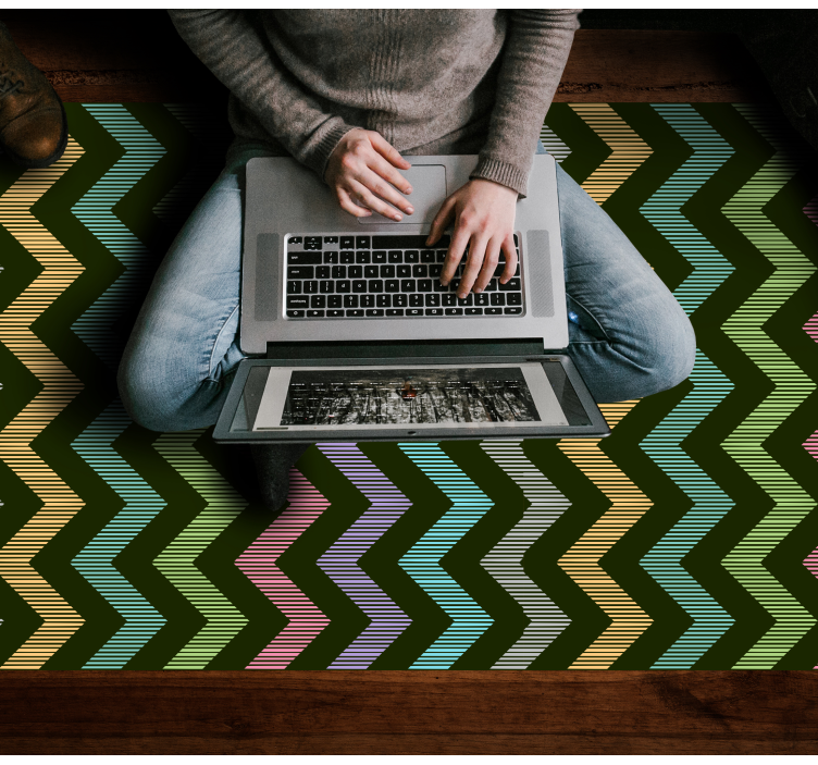 Tapete vinílico às risca padrão ziguezague colorido - TenStickers