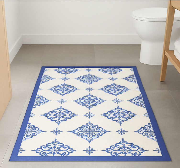 Tapete vinílico azul azulejos bege marroquinos - TenStickers